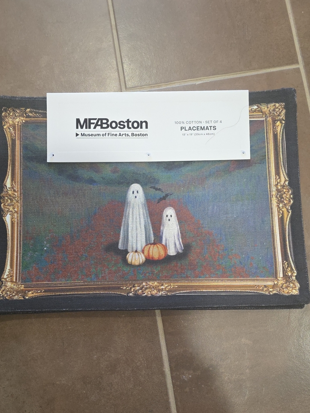 Nwt MFA Boston Ghost & Pumpkin Cotton Placemats - Set of 4, Multicolor